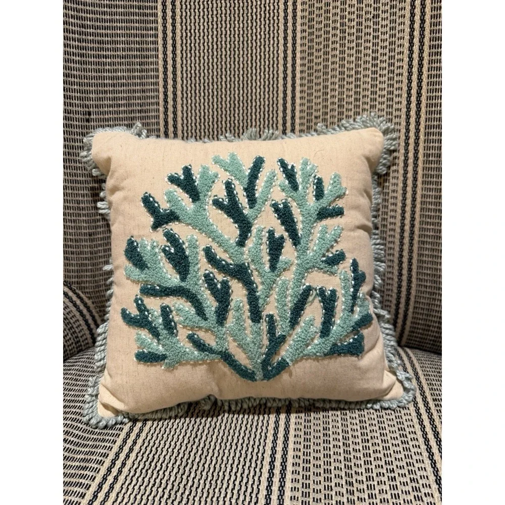New Elite‎ Home Decor Pillow Heavy Embroidered Coastal 12